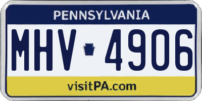 PA license plate MHV4906