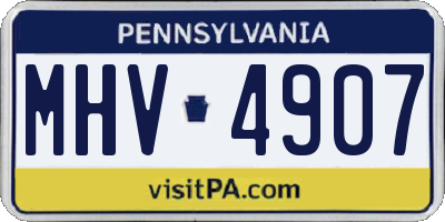 PA license plate MHV4907