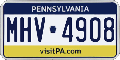 PA license plate MHV4908