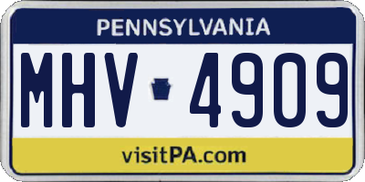 PA license plate MHV4909
