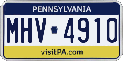 PA license plate MHV4910