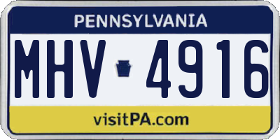 PA license plate MHV4916