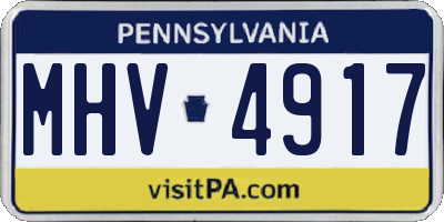 PA license plate MHV4917