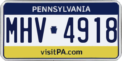 PA license plate MHV4918