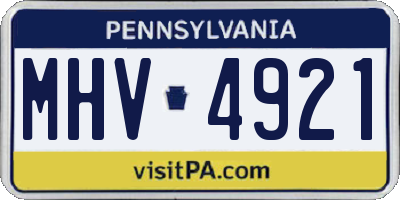 PA license plate MHV4921