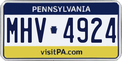 PA license plate MHV4924