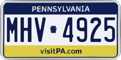 PA license plate MHV4925