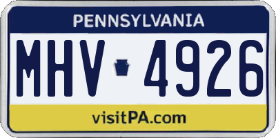 PA license plate MHV4926