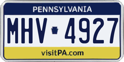 PA license plate MHV4927