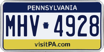 PA license plate MHV4928