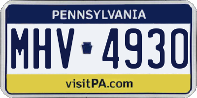 PA license plate MHV4930