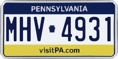 PA license plate MHV4931