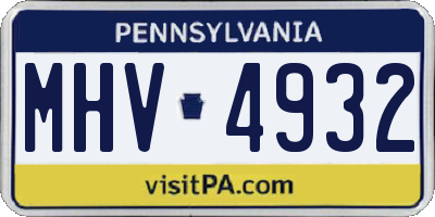 PA license plate MHV4932