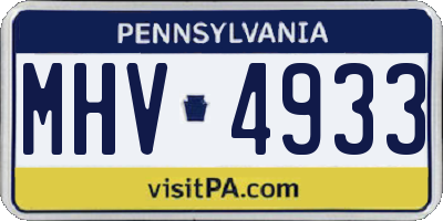 PA license plate MHV4933