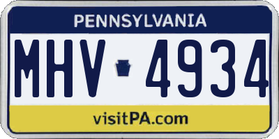PA license plate MHV4934