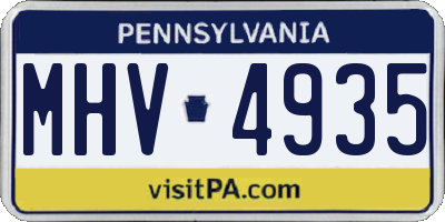 PA license plate MHV4935