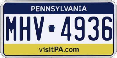 PA license plate MHV4936