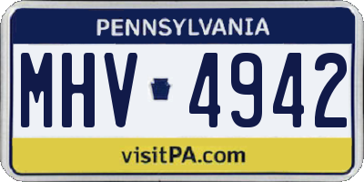 PA license plate MHV4942