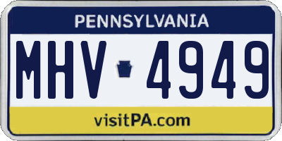 PA license plate MHV4949
