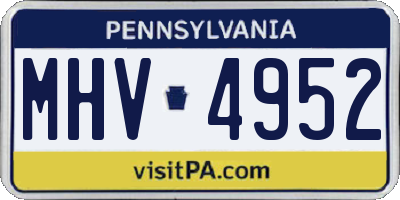 PA license plate MHV4952