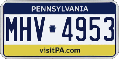 PA license plate MHV4953