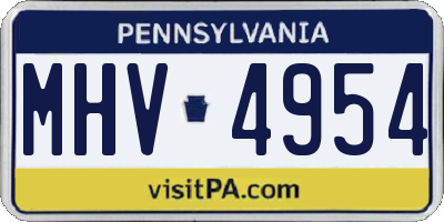 PA license plate MHV4954