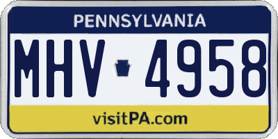 PA license plate MHV4958