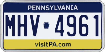PA license plate MHV4961
