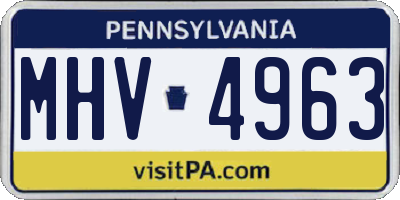 PA license plate MHV4963