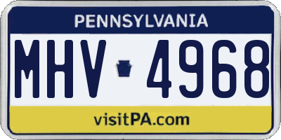 PA license plate MHV4968