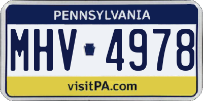 PA license plate MHV4978
