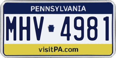 PA license plate MHV4981