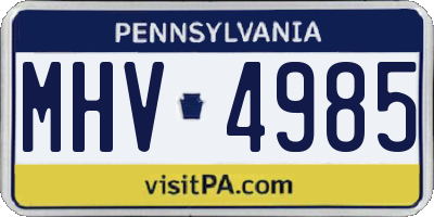 PA license plate MHV4985