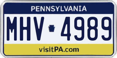 PA license plate MHV4989