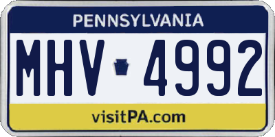 PA license plate MHV4992