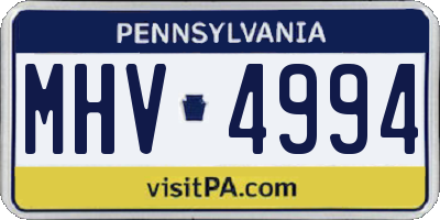 PA license plate MHV4994
