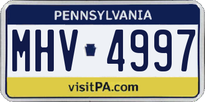 PA license plate MHV4997