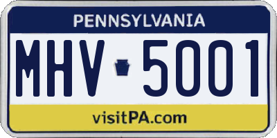 PA license plate MHV5001