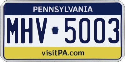 PA license plate MHV5003
