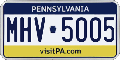 PA license plate MHV5005