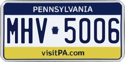 PA license plate MHV5006