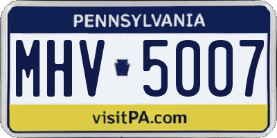 PA license plate MHV5007