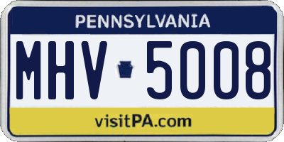 PA license plate MHV5008