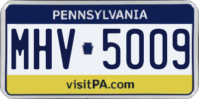 PA license plate MHV5009