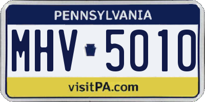 PA license plate MHV5010