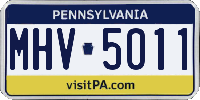 PA license plate MHV5011
