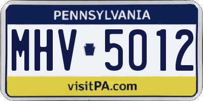 PA license plate MHV5012