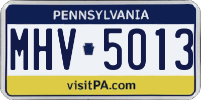 PA license plate MHV5013