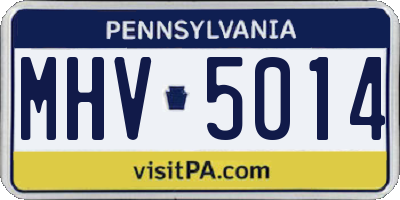 PA license plate MHV5014