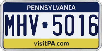 PA license plate MHV5016